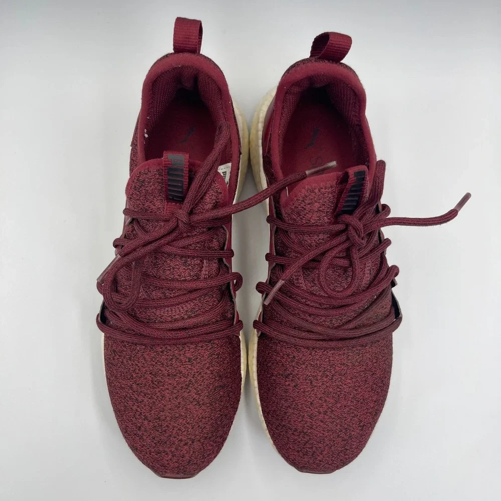 Puma NRGY Neko Knit Sneakers Men's Size 9.5 Burgundy Red Running Soft Foam Shoes